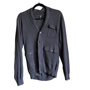 H&M Mens’ Polyester Cardigan Gray